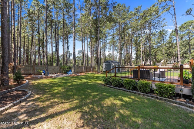 16 Starlit Ln, Pinehurst, NC 28374 - fenced backyard with a storage unit and a deck
