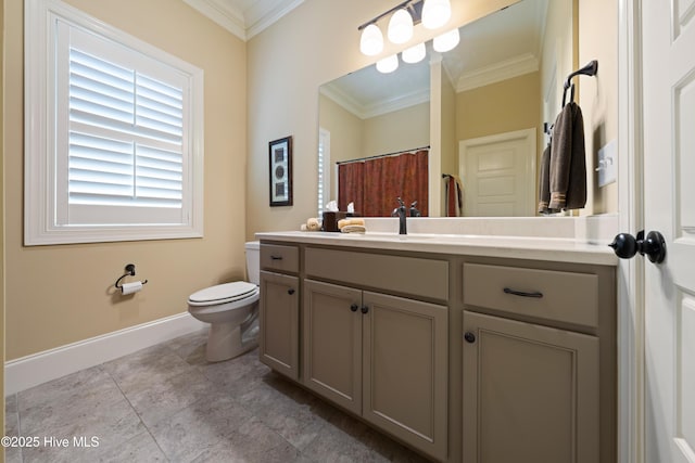 2675 Four Oak Rd, Southport, NC 28461 - bathroom with ornamental molding, vanity, and tile patterned floors