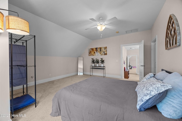 106 Blue Heron Cir, Sneads Ferry, NC 28460 - bedroom with carpet, vaulted ceiling, and a ceiling fan