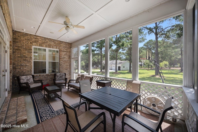 106 Blue Heron Cir, Sneads Ferry, NC 28460 - sunroom with ceiling fan, outdoor lounge area, and outdoor dining area