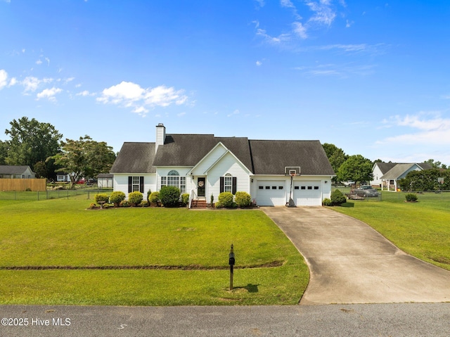 2824 Preston Ln, Grimesland, NC 27837 - new england style home featuring a garage, driveway, and a chimney
