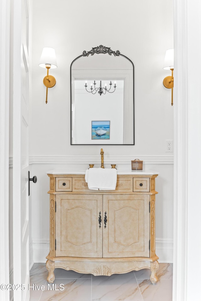 503 S 3rd St, Wilmington, NC 28401 - bathroom featuring vanity and marble finish flooring