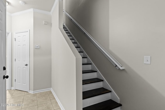 231 Glenhaven Ln, Jacksonville, NC 28546 - staircase featuring crown molding and tile patterned floors