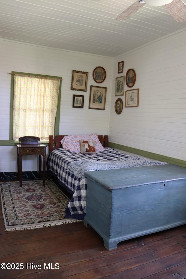 212 Carteret St, Bath, NC 27808 - bedroom with wood-type flooring, wooden ceiling, and crown molding