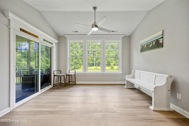 145 Beechnut Ave, South Mills, NC 27976 - living area featuring vaulted ceiling, ceiling fan, and wood finished floors