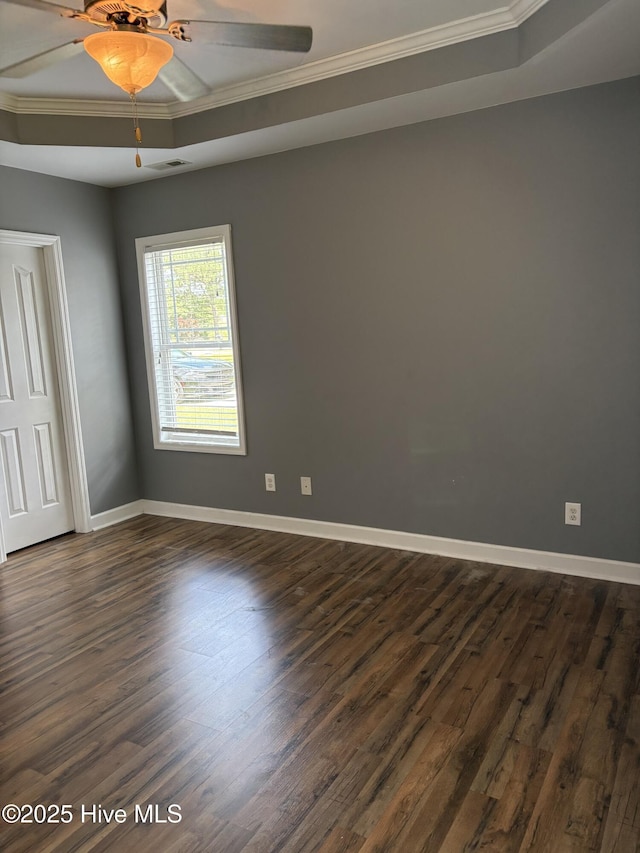 117 Boysenberry Fields Rd, Maple Hill, NC 28454 - spare room with ornamental molding, dark wood-style flooring, and ceiling fan