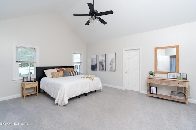 4409 Pinehurst Dr N, Wilson, NC 27896 - carpeted bedroom with high vaulted ceiling and ceiling fan