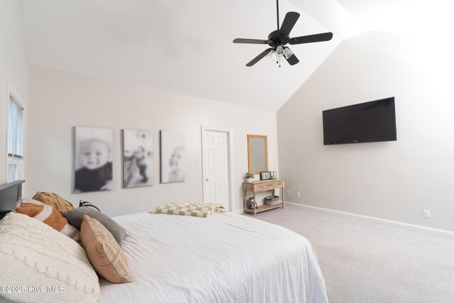4409 Pinehurst Dr N, Wilson, NC 27896 - bedroom with carpet floors, ceiling fan, and high vaulted ceiling