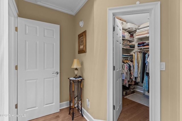 241 Saint James Ct, Wilmington, NC 28409 - hallway featuring wood finished floors and ornamental molding