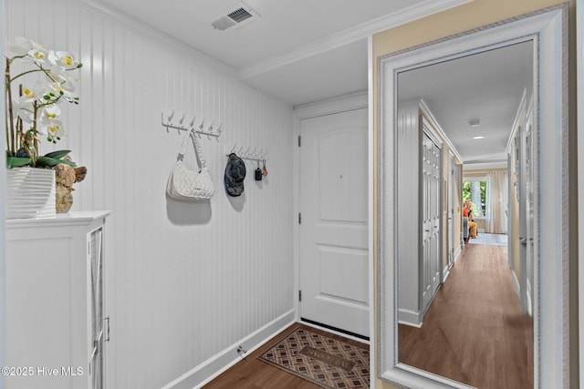 241 Saint James Ct, Wilmington, NC 28409 - corridor with wood finished floors and ornamental molding