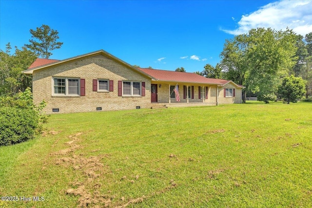 198 Verona Rd, Jacksonville, NC 28540 - ranch-style house with crawl space, brick siding, and a front lawn