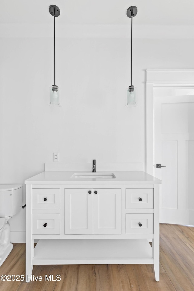 1320 Searay Ln, Carolina Beach, NC 28428 - detailed view of wood finished floors and vanity