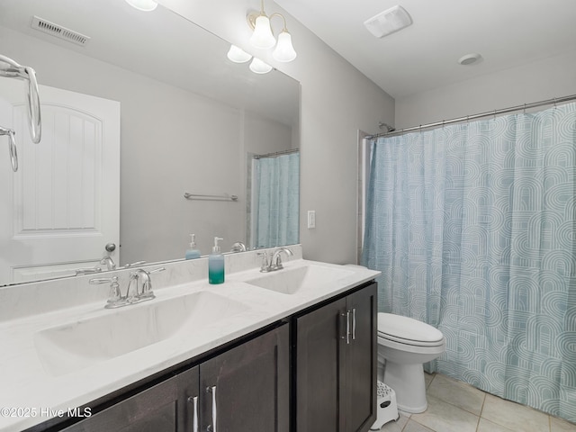 510 Transom Way, Sneads Ferry, NC 28460 - bathroom featuring double vanity, tile patterned flooring, and curtained shower