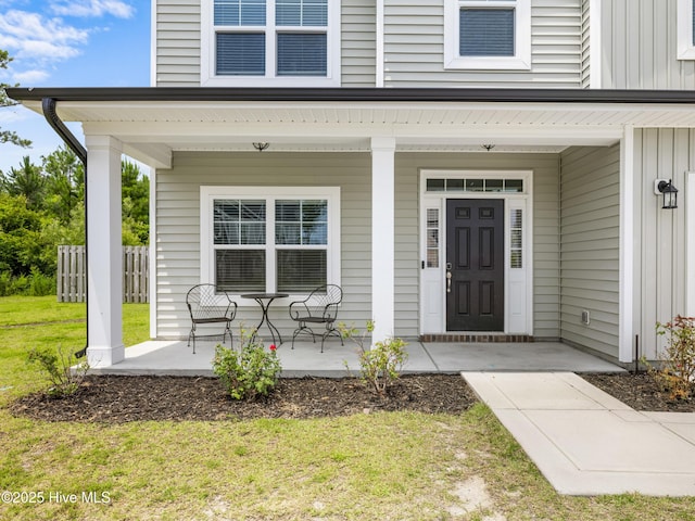 510 Transom Way, Sneads Ferry, NC 28460 - property entrance featuring covered porch and board and batten siding