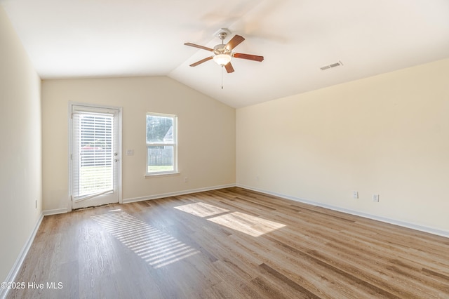 3021 Evening Rd, Castle Hayne, NC 28429 - unfurnished room with a ceiling fan, light wood-style flooring, and lofted ceiling