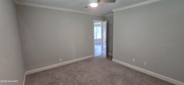 196 Asheberne Dr, Washington, NC 27889 - carpeted spare room featuring crown molding and a ceiling fan