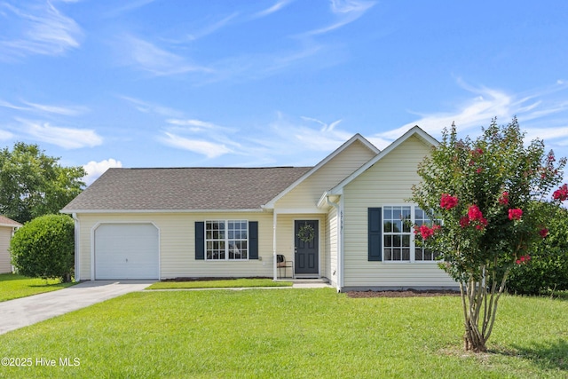 6739 Newbury Way, Wilmington, NC 28411 - view of front of house featuring driveway, an attached garage, a front yard, and roof with shingles