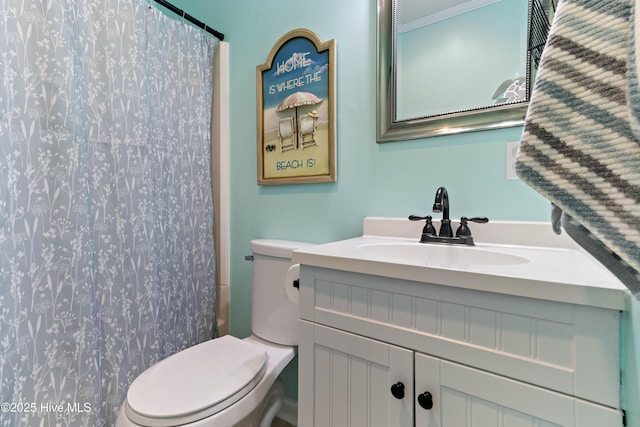 2224 New River Inlet Rd Unit 233, North Topsail Beach, NC 28460 - bathroom with vanity, curtained shower, and ornamental molding