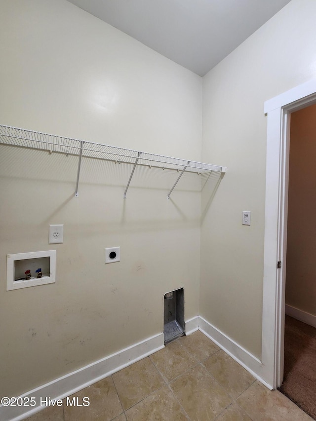205 Channel Marker Loop, Swansboro, NC 28584 - washroom featuring hookup for an electric dryer, hookup for a washing machine, and light tile patterned floors