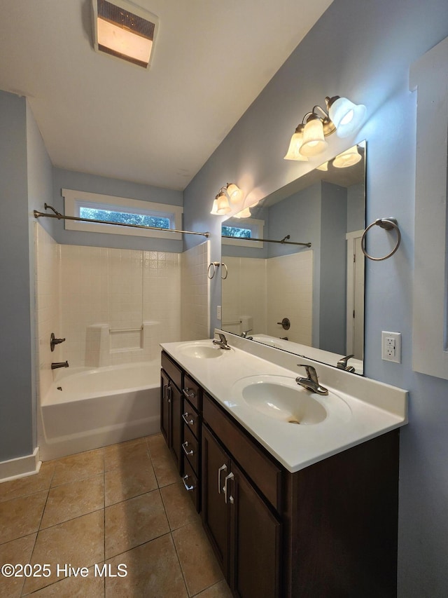 205 Channel Marker Loop, Swansboro, NC 28584 - bathroom with double vanity, tile patterned flooring, and shower / bathtub combination