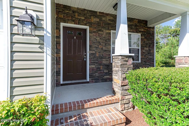 3 S Ct, Pinehurst, NC 28374 - property entrance with stone siding and a porch