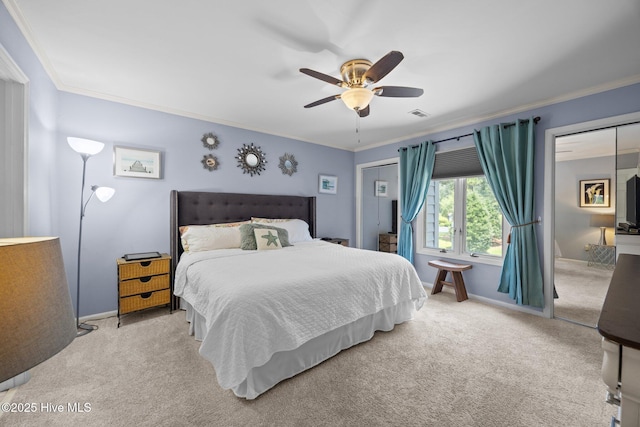 117 Forecastle Ct, Washington, NC 27889 - bedroom featuring ornamental molding, carpet floors, and a ceiling fan