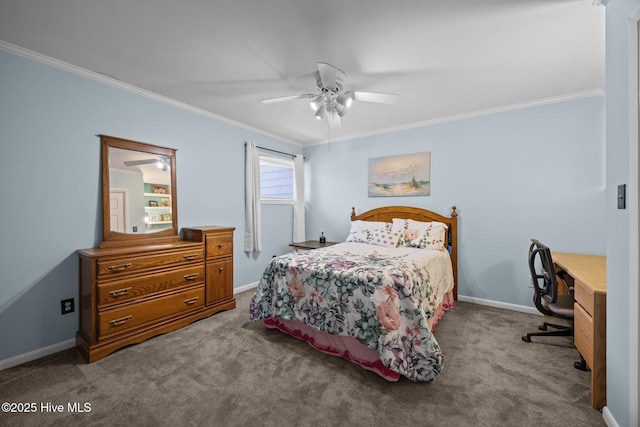 117 Forecastle Ct, Washington, NC 27889 - bedroom with ornamental molding, carpet floors, a desk, and ceiling fan