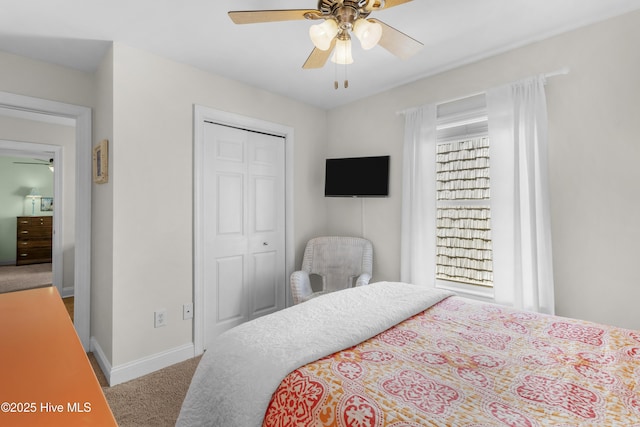 1711 Carolina Beach Ave N Unit B, Carolina Beach, NC 28428 - carpeted bedroom featuring a closet and a ceiling fan