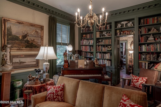 900 Nash St N, Wilson, NC 27893 - sitting room featuring a chandelier and built in features