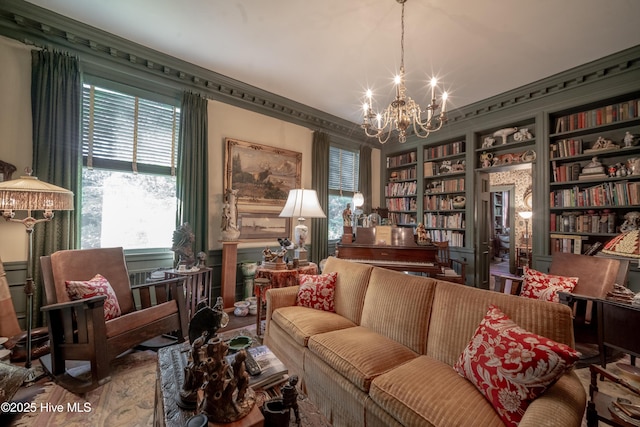 900 Nash St N, Wilson, NC 27893 - sitting room with a chandelier and built in shelves