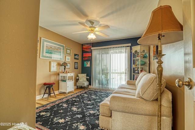 4061 4th St, Surf City, NC 28445 - living area featuring a ceiling fan and wood finished floors