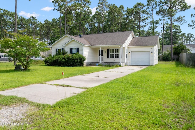 32 S Shelby Rd, Southport, NC 28461 - ranch-style house featuring a garage, driveway, a porch, and roof with shingles