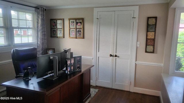 2262 Old Oak Rd, Kinston, NC 28504 - office with dark wood-style floors and baseboards