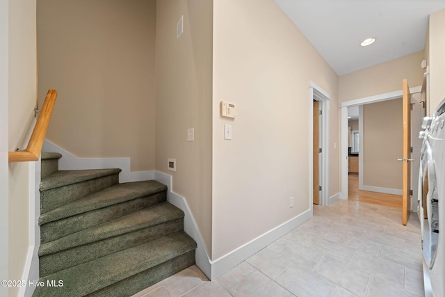 2945 Moorings Way SE, Southport, NC 28461 - stairway featuring baseboards and recessed lighting