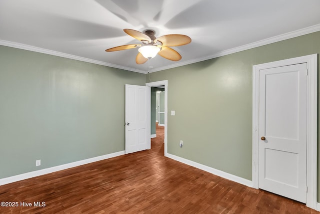 104 W Bayshore Blvd, Jacksonville, NC 28540 - unfurnished bedroom with ornamental molding, wood finished floors, and ceiling fan