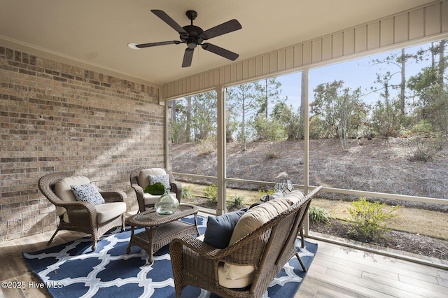 449 Motts Forest Rd Unit 64R, Wilmington, NC 28412 - sunroom / solarium featuring ceiling fan and an outdoor living space