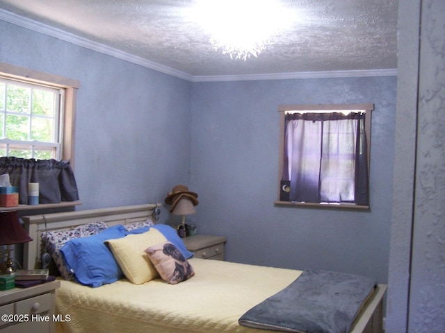 206 Community Rd, Eagle Springs, NC 27242 - bedroom featuring a textured ceiling and crown molding