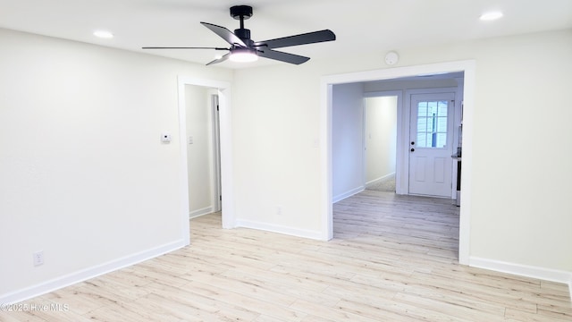 702A Richardson St # A, Elizabeth City, NC 27909 - empty room with ceiling fan, wood finished floors, and recessed lighting