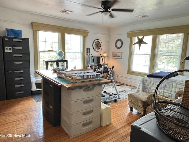 124 W Main St, Woodland, NC 27897 - office area with a ceiling fan, light wood-type flooring, and healthy amount of natural light