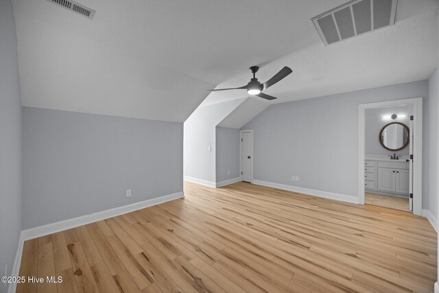 2324 Dovedale Dr Unit B, Greenville, NC 27834 - additional living space with light wood finished floors, vaulted ceiling, and ceiling fan