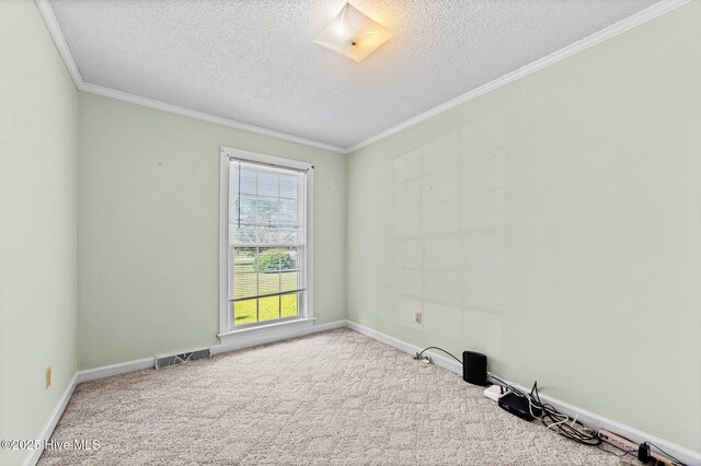 6715 Clarks Neck Rd, Washington, NC 27889 - unfurnished room featuring a textured ceiling, ornamental molding, and carpet floors