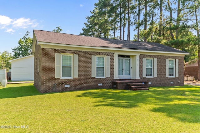 6715 Clarks Neck Rd, Washington, NC 27889 - view of front of property featuring crawl space, brick siding, and a front yard