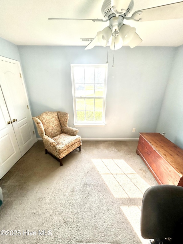 106 Cotton Ct, Camden, NC 27921 - living area with carpet and a ceiling fan
