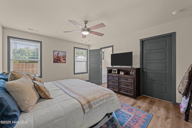 125 Trellis Ln, Vanceboro, NC 28586 - bedroom with multiple windows, light wood-type flooring, and ceiling fan