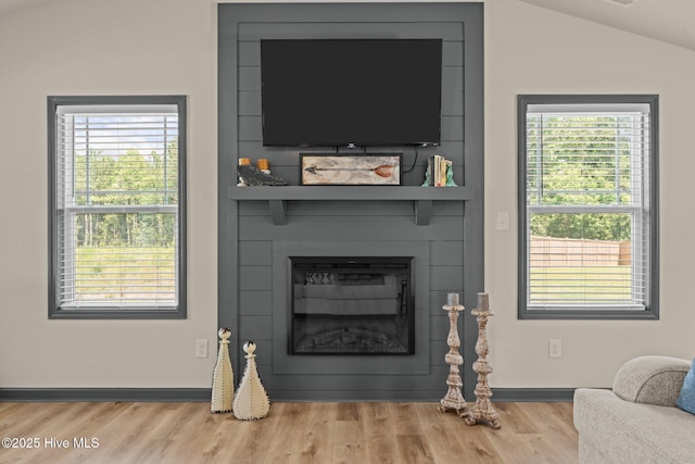 125 Trellis Ln, Vanceboro, NC 28586 - living area with wood finished floors, plenty of natural light, a fireplace, and lofted ceiling