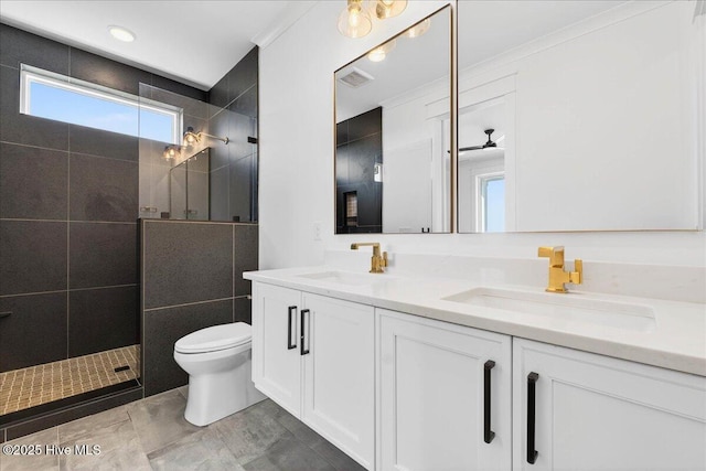 47 Grande View Dr, Ocean Isle Beach, NC 28469 - bathroom featuring double vanity and a walk in shower