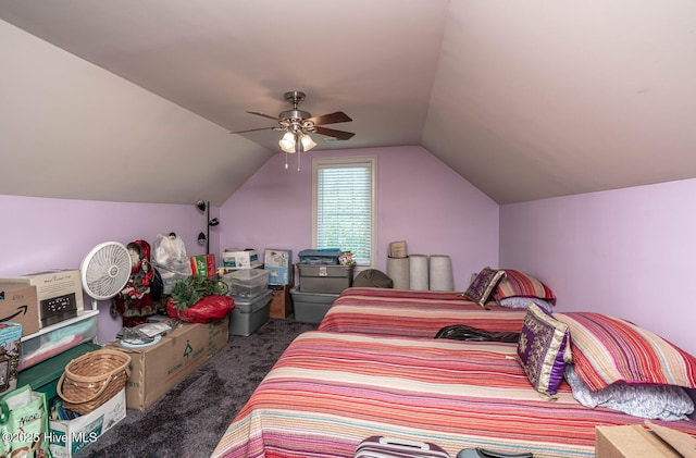 6601 Annesbrook Pl, Ocean Isle Beach, NC 28469 - carpeted bedroom featuring lofted ceiling and a ceiling fan