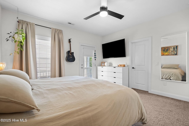 117 S 8th St, Wilmington, NC 28401 - bedroom featuring carpet flooring, ceiling fan, and access to exterior
