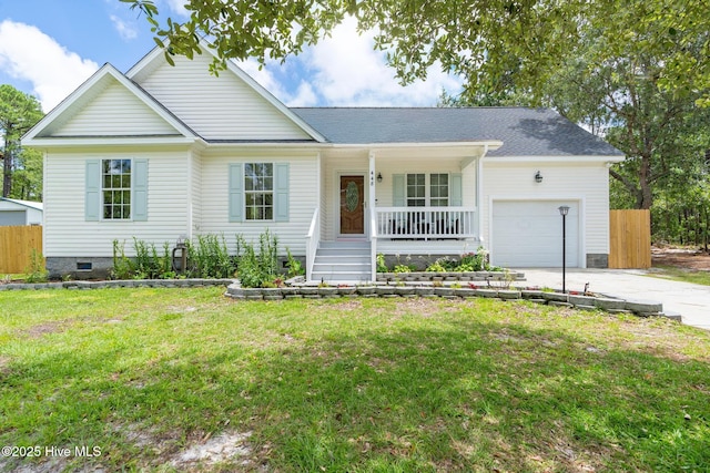 448 Edgewood & Rd, Southport, NC 28461 - ranch-style home featuring a porch, a garage, driveway, and crawl space
