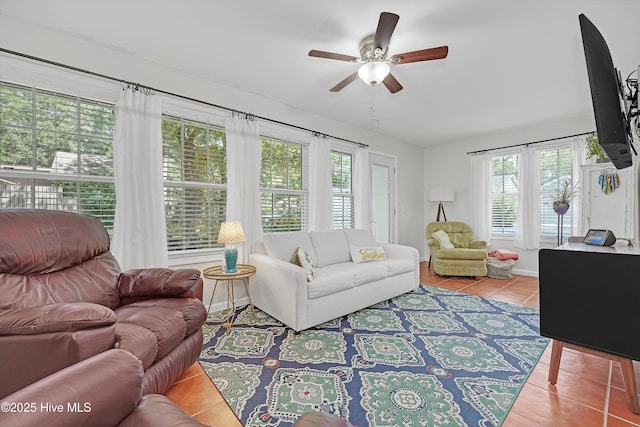 8 Gate 2, Carolina Shores, NC 28467 - living area featuring plenty of natural light, tile patterned flooring, and ceiling fan